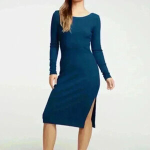 Chaser Cozy Ribbed Long Sleeved Scoop Back Bodycon Dress ~ S ~ Amalfi ~ NWT!